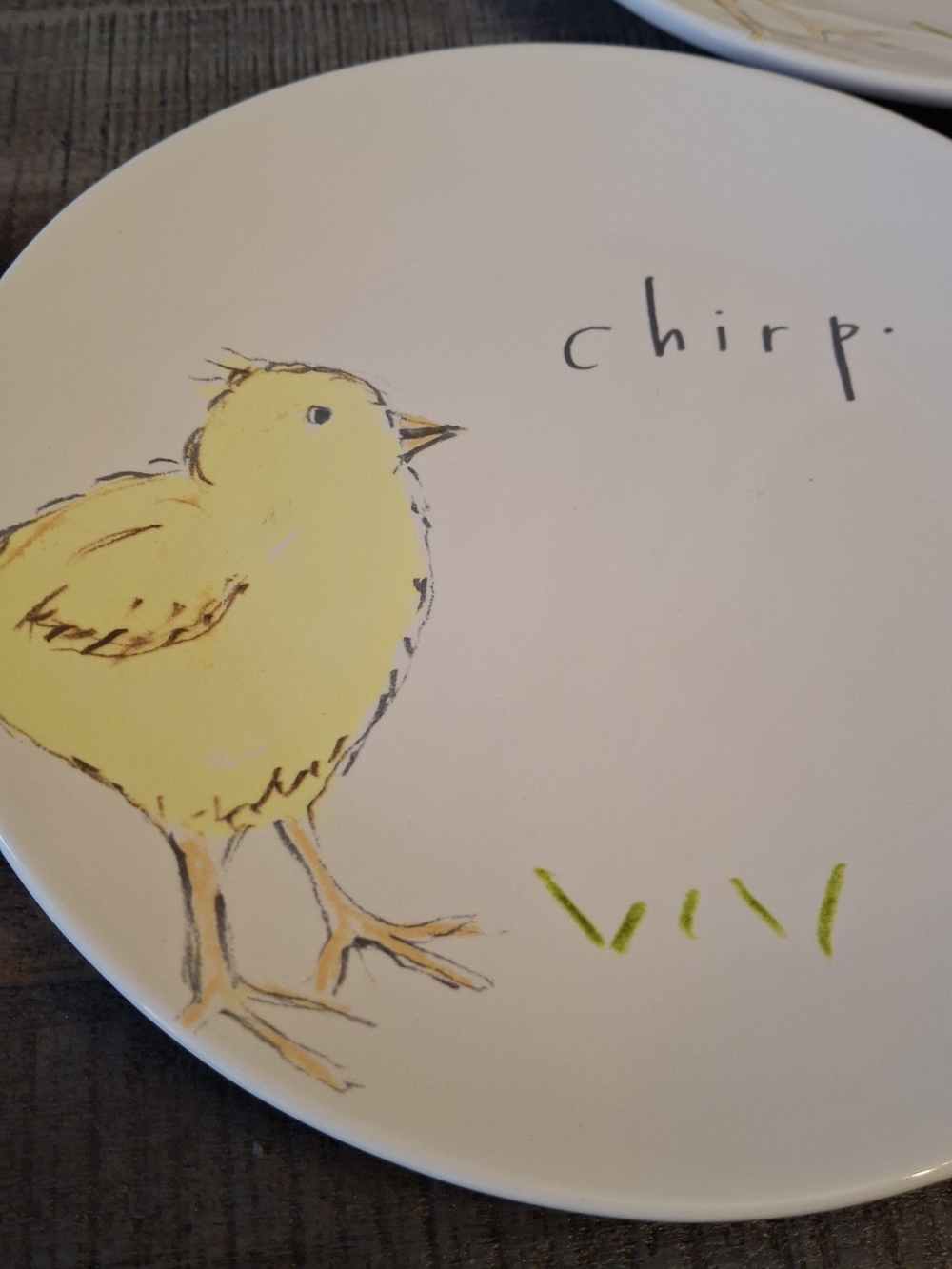 NEW Chick 'Chirp' Plate Set - Watercolor Yellow Chick on White (Set of 3)